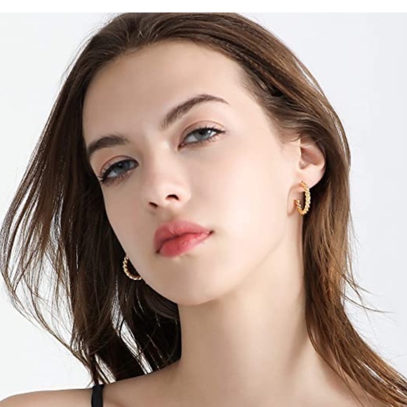 925 Silver 18k Gold Filled Twisted Rope Hoops - Picture 6 of 6